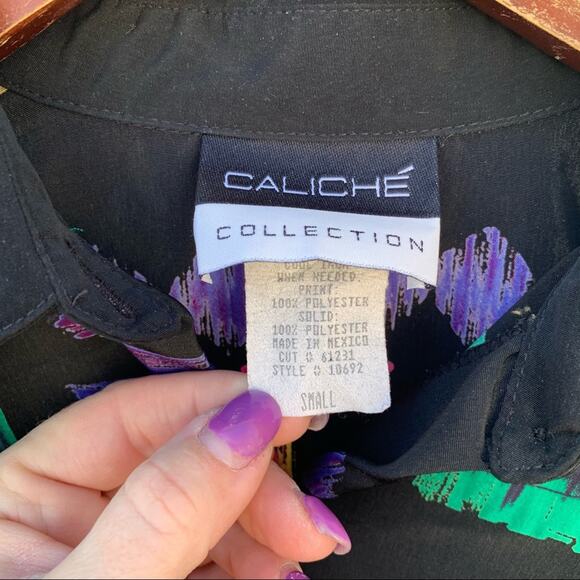 Vintage Caliche Collection abstract geometric button down blouse - Picture 4 of 6